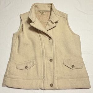 Woolrich Womens XL Moccasin Cream‎ Wool Blend Button Front Pocket Vest 18012